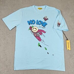 CivilizeD Shirt Mens 2XL Light Blue No Love Just Money Self Made Graphic Cartoon